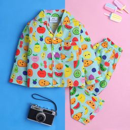 Knitting Doodles Kids Fruits Printed Pure Cotton Night suit-image-74
