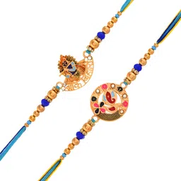 Myntra Elegant Homes Set Of 2 Thread Rakhis With Greeting Card & Roli Chawal image 3