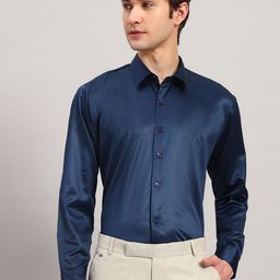 Aaai Enterprises Men Slim Fit Solid Spread Collar Satin Formal Shirt-image-33