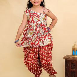 BAESD Girls Floral Printed Regular Pure Cotton Kurti with Dhoti Pants-picture-33