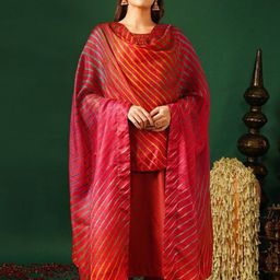 JAYPORE Leheriya Dyed Silk Dupatta-18