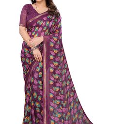 Moda Rapido Magenta Poly Georgette Embellished Sarees-picture-0