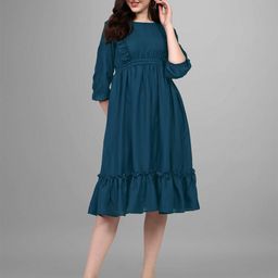 Krunal Raiyani Ruffled Detail Fit & Flare Dress-image-97