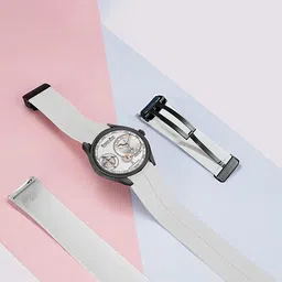 DOUBLERUN Unisex Round Dial & Bracelet Style Straps Analogue Chronograph Watch H05N18057-1