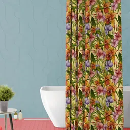 ArtzFolio Yellow & Green Printed Waterproof Shower Curtain-image-70