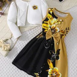 INCLUD Girls Abstract Printed Sleeveless Fit & Flare Dress-image-51