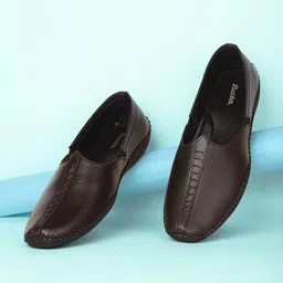 Bata Men Leather Slip-On Sneakers-73