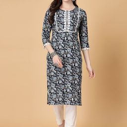 God Bless Women Ethnic Motifs Dyed Thread Work Floral Kurta-image-53