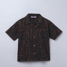 taffykids Boys Relaxed Fit Cuban Collar Abstract Printed Cotton Casual Shirt-16