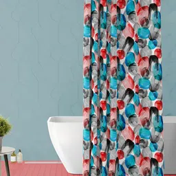 ArtzFolio Grey & Blue Geometric Printed Waterproof Shower Curtain-15