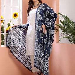 Bunkraft Woven Design Block Print Dupatta image 3