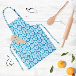 ArtzFolio Blue & White Printed Pure Cotton Apron-image-90