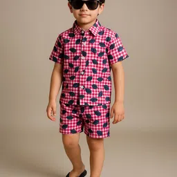 CORD OF LOVE Boys Printed Short Sleeves Pure Cotton Shirt With Shorts-image-11
