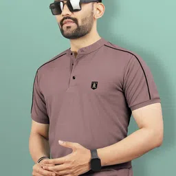 VeBNoR Mandarin Collar Short Sleeves T-shirt-image-26