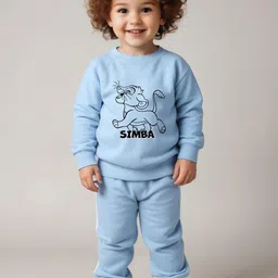 Minicult Kids Printed Round Neck Pure Cotton Sweatshirt With Jogger-picture-27