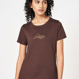 Ajile by Pantaloons Women Typography Printed Round Neck Cotton T-Shirt-picture-46