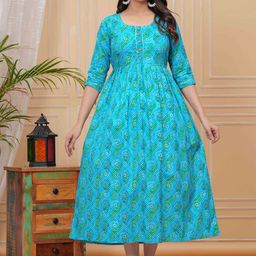 mad fury Ethnic Motifs Print Maternity Maxi Dress-55