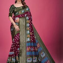 VS MALL Lavender Art Silk Sarees-image-55