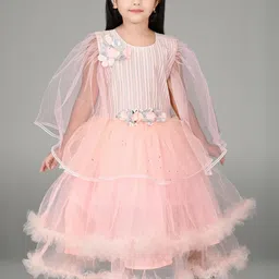 Zenat Girls Self Design Fit & Flare Maxi Dress-image-36
