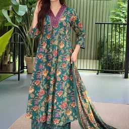 Aaghnya Women Floral Printed Kurta with Palazzos & Dupatta-image-67