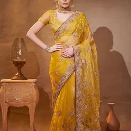 Mitera Floral Embroidered Tissue Saree-18