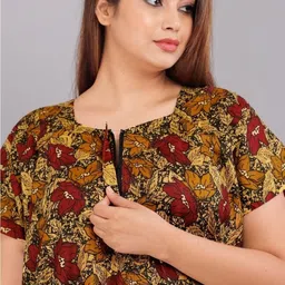 AAKARSHANA CREATION Gold Pure Cotton Maxi Printed Nightdress-picture-34