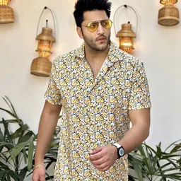 GRITSTONES Men Comfort Floral Opaque Printed Casual Shirt-picture-29