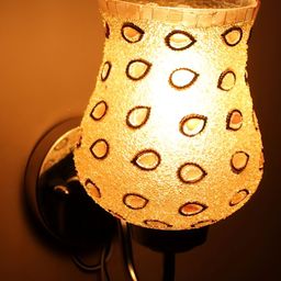 KINIS Silver-Toned & Brown Printed Metal Cylinder Shaped Wall Lamp-image-86