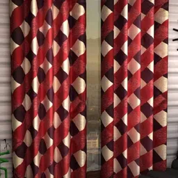 270 cm (9 ft) Polyester Semi Transparent Long Door Curtain (Pack Of 2) (Printed, Maroon)-image-54