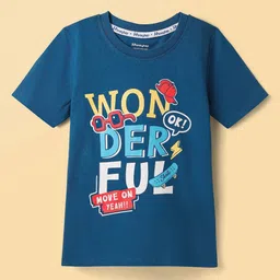 Honeyhap Boys Pack of 2 Typography Printed Bio Finish Round Neck Cotton T-shirts-image-12