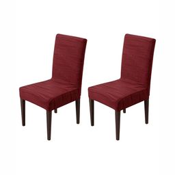 HOUSE OF QUIRK Maroon 2 Pieces Removable & Washable Short Dining Chair Cover-image-80