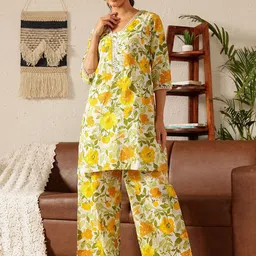 Ginni Arora Label Printed Pure Cotton Tunic With Palazoo Co-Ords-image-36