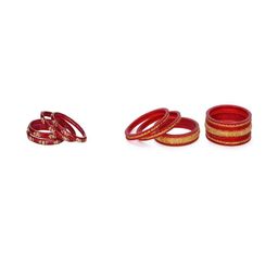 SOMIL Set of 10 Red Alloy Bangles-image-54