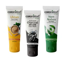 COROnation Herbal Set Of 3 Ubtan, Charcoal & Neem Aloevera Face Wash - 75 ml Each-20