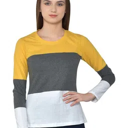 BEYOU FASHION Women Colourblocked Pockets Slim Fit T-shirt-image-72