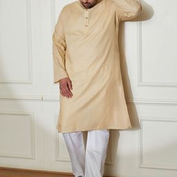 VASTRAMAY Plus Size Solid Mandarin Collar Straight Kurta With Pyjamas-picture-5