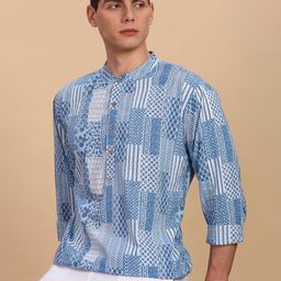 Anouk Abstract Printed Thread Work Cotton Short Kurta image 4