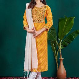 Aika Women Ethnic Motifs Emboridered Kurta With Trousers With Dupatta-46