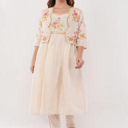 dhartii Women Embroidered Beads and Stones Anarkali Kurta with Trousers & With Dupatta-image-42
