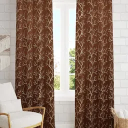 Banchmark Home Furnishings Brown & Beige Set of 2 Floral Room Darkening Window Curtain-picture-13