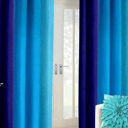BELLA TRUE Blue & Navy Blue 2 Pieces Colourblocked Eyelet Fitted Door Curtains-image-74