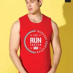WOOSTRO Pack Of 2 Printed Knitted Gym Vest - VWS26(RUN RED)(RUN BLACK)-14