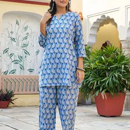Kaftanize Women Flowers Printed Tunic With Trouser-picture-28