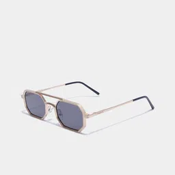 SUNGLASSIC Unisex Square Sunglasses with UV Protected Lens V1-Commando-Gold-Black-12