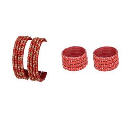SOMIL Set Of 16 Alloy Artificial Stones & Beads Bangles-picture-7