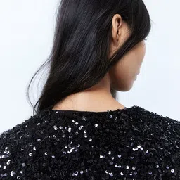 H&M Sequined Bow-Front Jacket image 4
