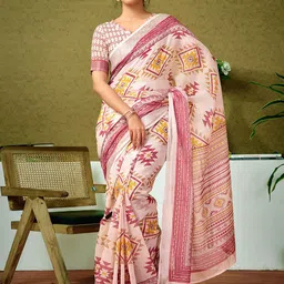 all about you Ethnic Motifs Zari Pure Linen Ready to Wear Saree-image-41