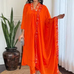 THE52 Women Regular Kurta with Trousers & With Dupatta-image-117
