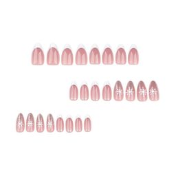 GLOW CUPID Set Of 24 Almond Shape Glossy Finish Reusable Press On Nails - Frosted-Glam image 5