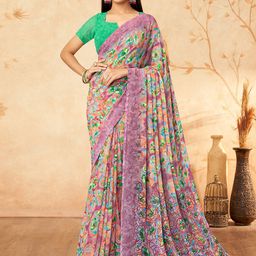 LeeliPeeri Designer Floral Poly Georgette Saree-image-30